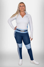 Load image into Gallery viewer, Blue Tri-Colour Riding Leggings
